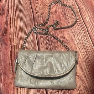 Lindsay Phillips convertible metallic silver crossbody shoulder bag